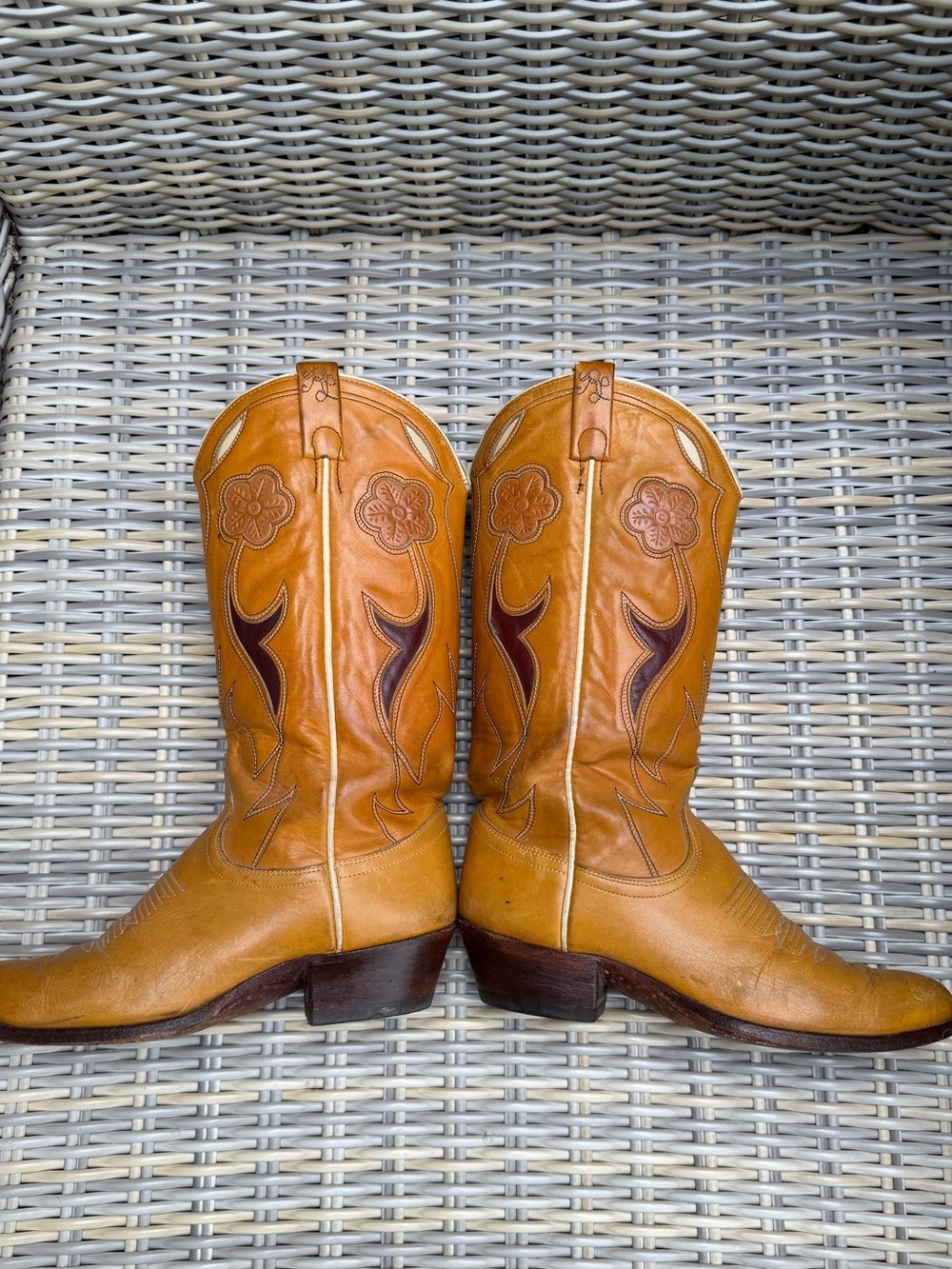 Vintage Ralph Lauren Cowboy Western Boots 7.5 8 Tooled 70s Rodeo Queen - Picture 12 of 16